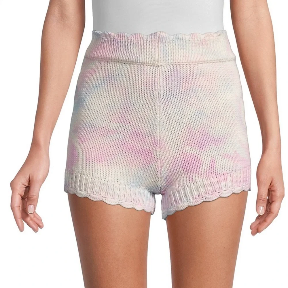 ๐ Karrisa Tie Dye Knit Scallop Shorts, Size L, Pink, White & Blue - Picture 14 of 17
